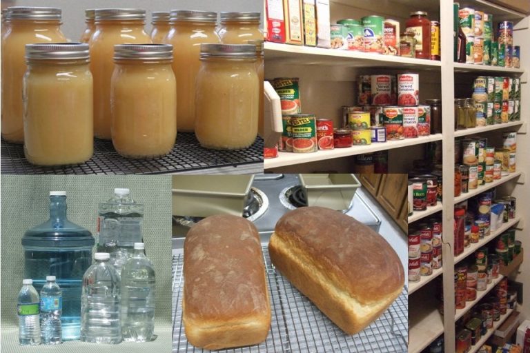 Home canned applesauce, full pantry, water storage, homemade bread