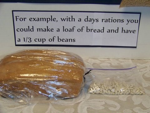 one year supply daily food of 1 loaf of bread and 1/3 cup beans